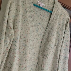 Belle Kim Gravel Cardigan Open Front Sweater Knit 1X